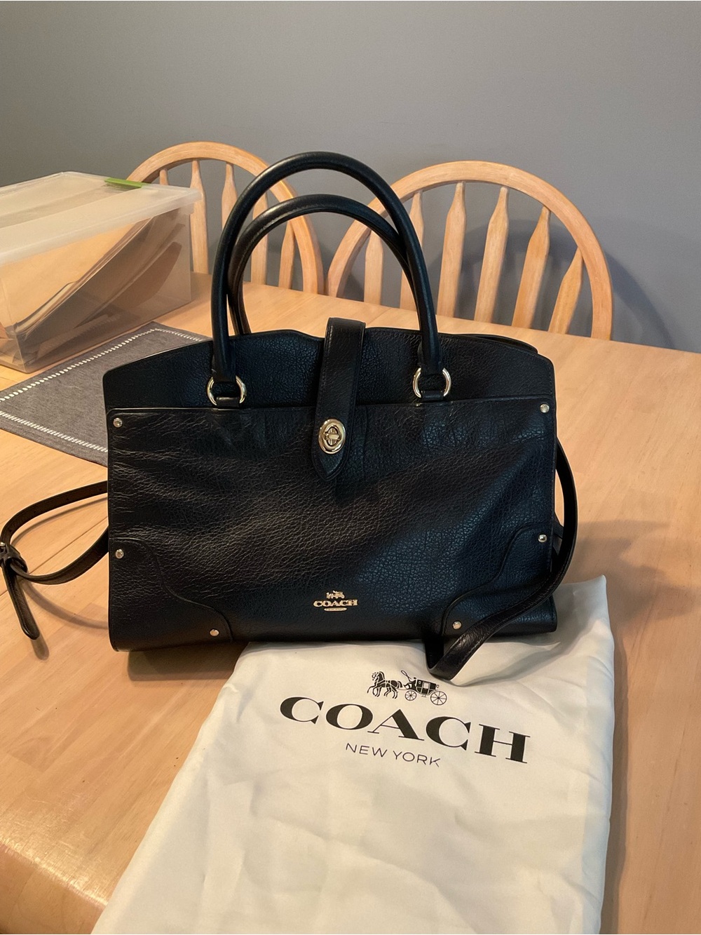 Coach Black Pebble Leather Satchel with Gold Hardware